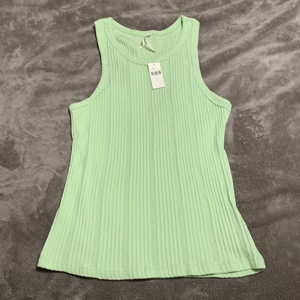 Anthropologie Ribbed Green Sleeveless Tank Top